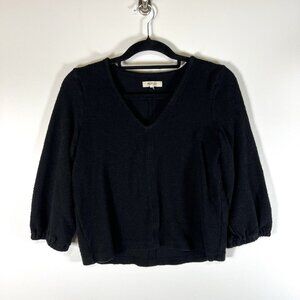 Madewell Womens Sweater‎ Small Black Pullover Long Sleeve Cotton V-Neck